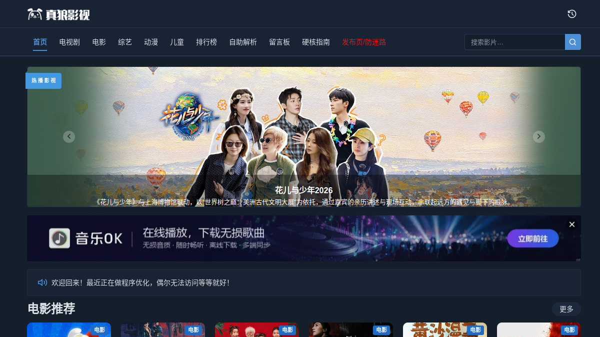 真狼影视 网站预览截图
