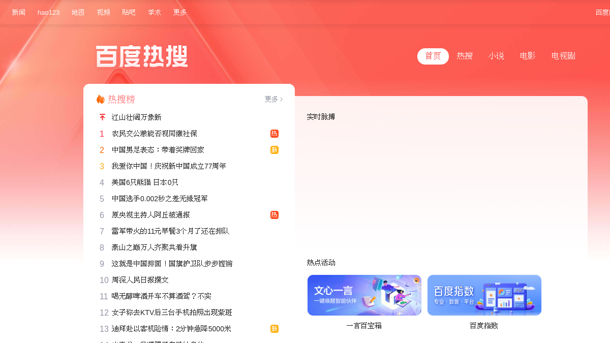 百度实时热榜 网站预览截图