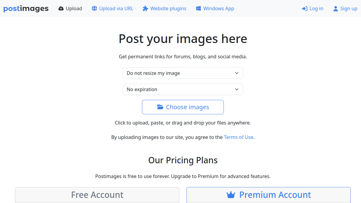 Postimages 网站预览截图