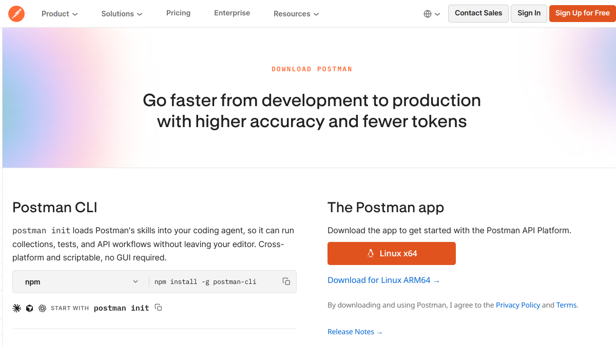 Postman 网站预览截图